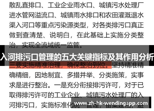 入河排污口管理的五大关键指标及其作用分析